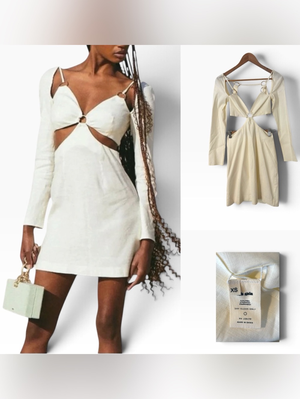Cult Gaia Mia Linen Blend Cutout Mini Dress - Size XS